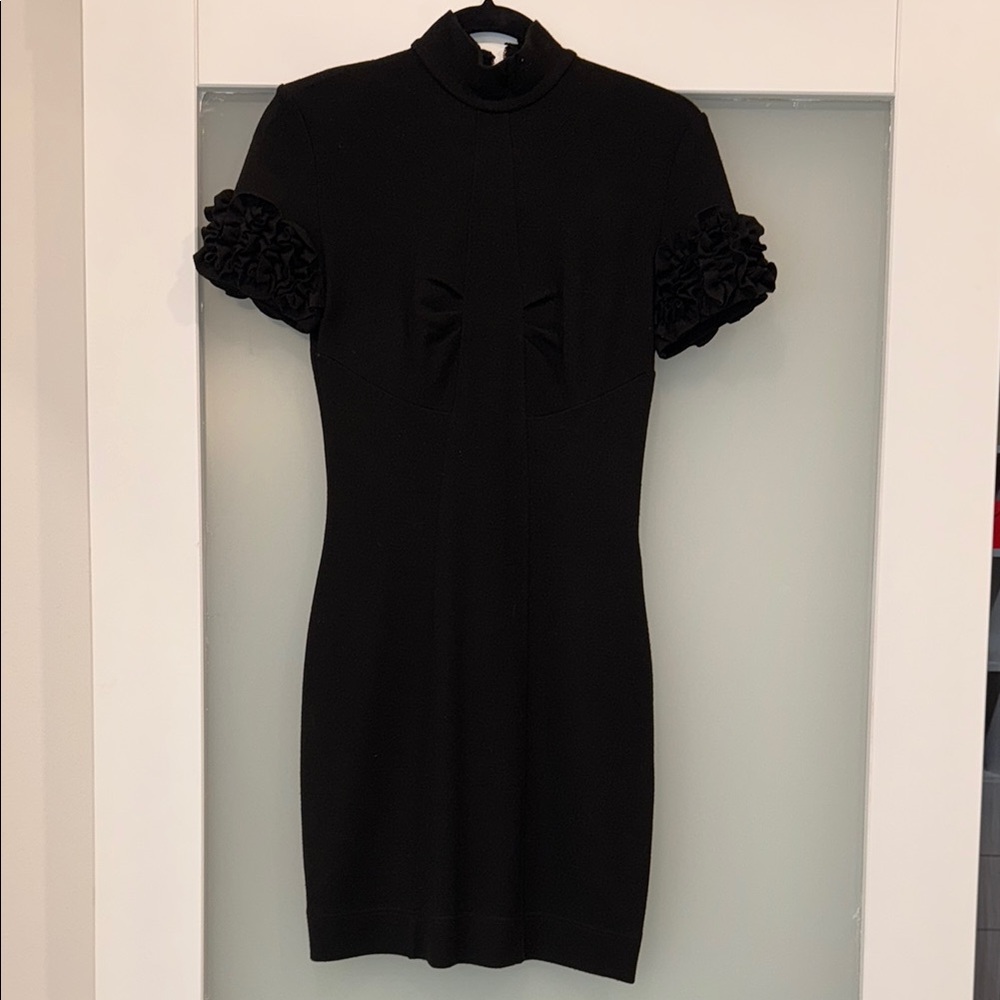 D&G Black Ruffled Puff Sleeve Mini Dress